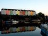 Bristol colourful harbourside houses along the river at sunset